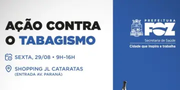 Foz do Iguaçu promove ação de combate ao tabagismo em shopping