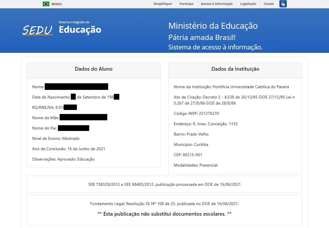 Sistema de validação de dados. Página interna - Falso.