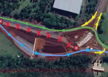 Tráfego da BR-469 muda nesta sexta-feira por avanço das obras do novo viaduto